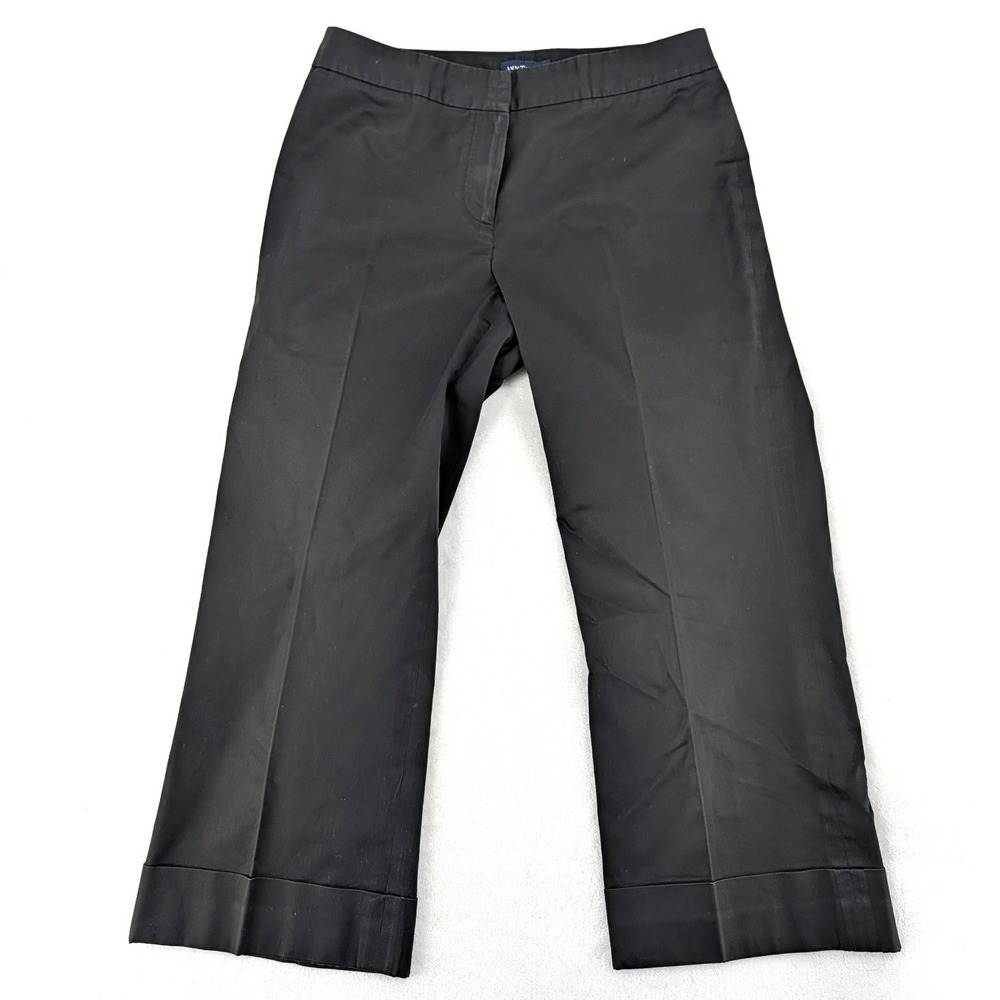Ann‎ Taylor Black Cropped Cuffed Trousers Cotton Stretch Career Pants Size 6